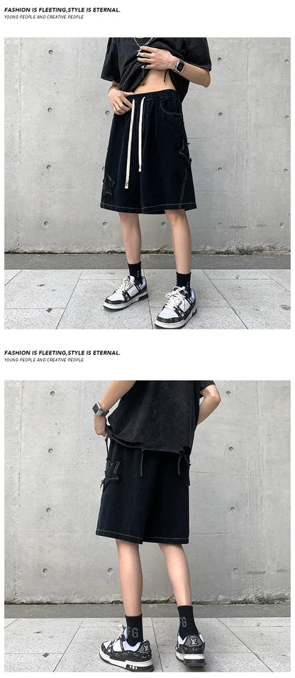 2025 Summer Shorts Men Loose spodenki meskie Vintage Denim Basic Simple Hot Sale High Waist Leisure Ulzzang Streetwear Short