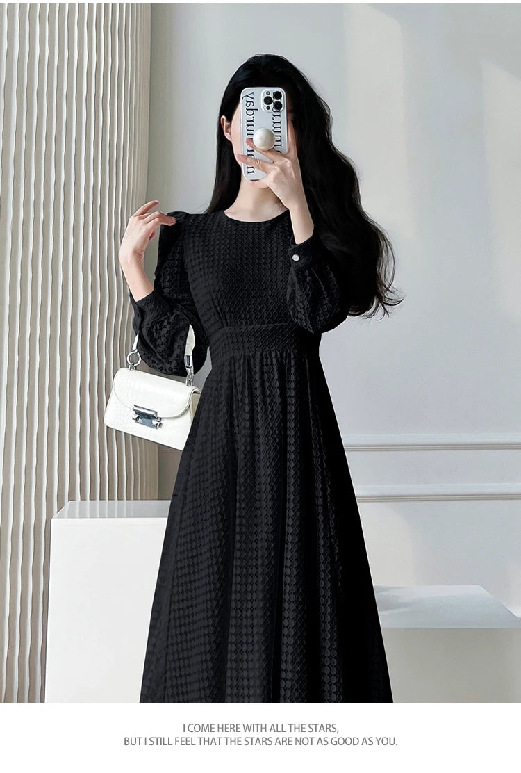 Lace Long Sleeves White Midi Dresses for Women 2025 New Autumn French Elegant Fashion Evening Wedding Party Robe Female Clothing