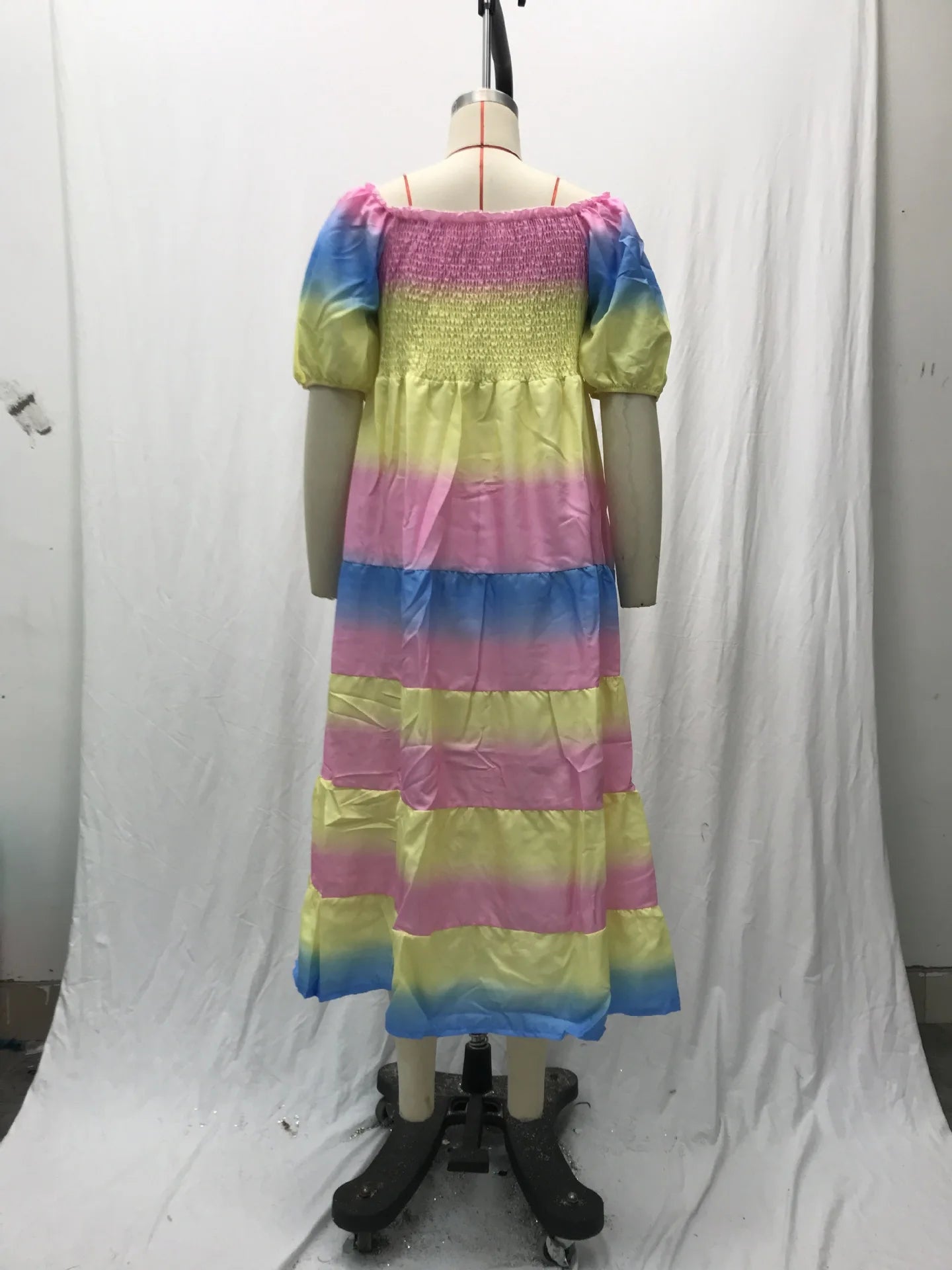 Elegant Women's Off Shoulder Midi Dress 2025 Summer Fashion dresses High Waist Flower Print Short  Sleeve Dress Robe Clothing