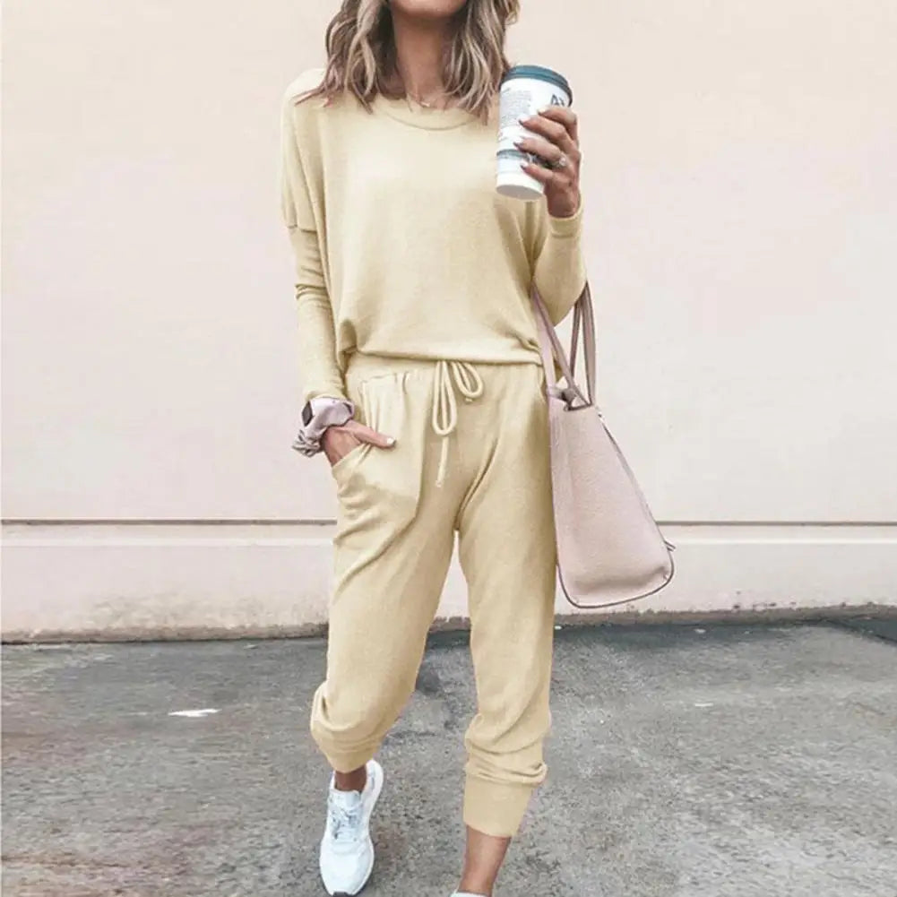 Women Autumn Casual Tracksuits 2025 Solid Color Loose Pullover Hoodies Two Piece Set Female Long Sleeve Tops Pants Sportswear