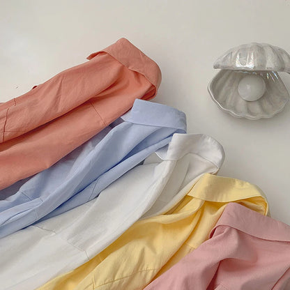 Solid White Shirt Women Casual Turn Down Collar Long Sleeve Pocket Women's Tops And Blouses Spring Office Lady Plus Size Shirts