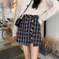 Tweed Skirts for Women Solid High Waist Slimming Skirts Autumn Spring 2025 Buttons Double Breasted Tweed Wool Mini Skirt