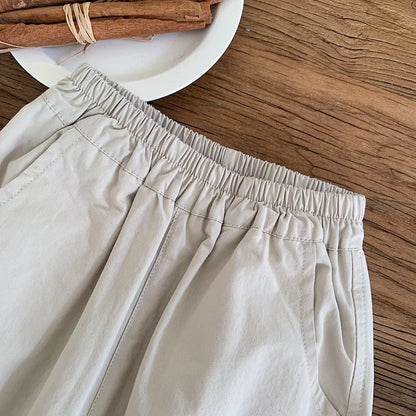 2025 Spring Baby Kids Pants Children's Solid Color Cargo Pants Boys Girls Loose All-match Trousers