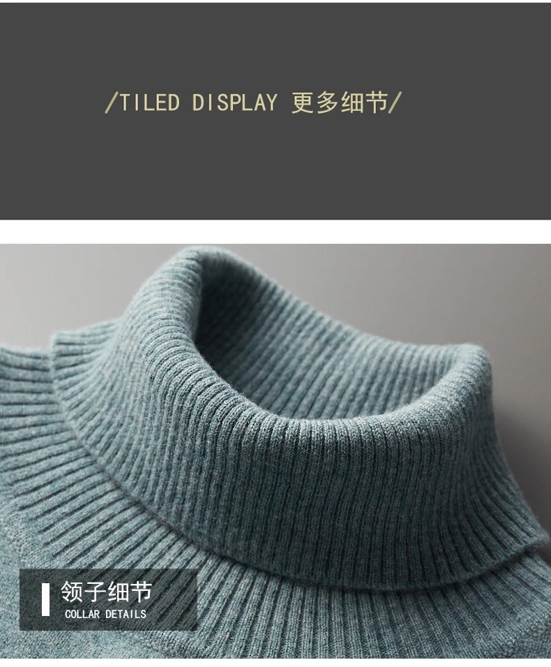 Autumn and winter new 100% merino cashmere sweater men's knitted pullover padded warm turtle neck fashion loose plus size coat