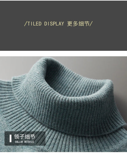 Autumn and winter new 100% merino cashmere sweater men's knitted pullover padded warm turtle neck fashion loose plus size coat