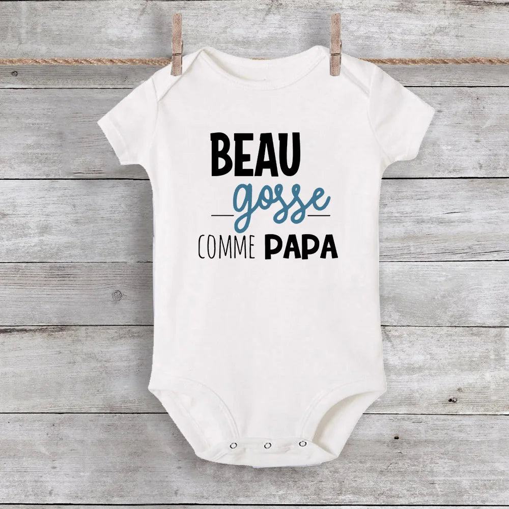Handsome Like Daddy Newborn Baby Summer Bodysuit Infant Body Short Sleeve Baby Boy Jumpsuit Funny Cute Toddler Bodysuit Outfits