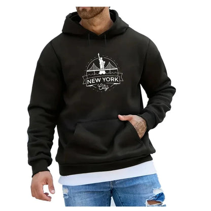 New York Printed Hoodies Street Men Fashion Fleece Sweatshirts Casual Autumn Winter Pullover Unisex Tops