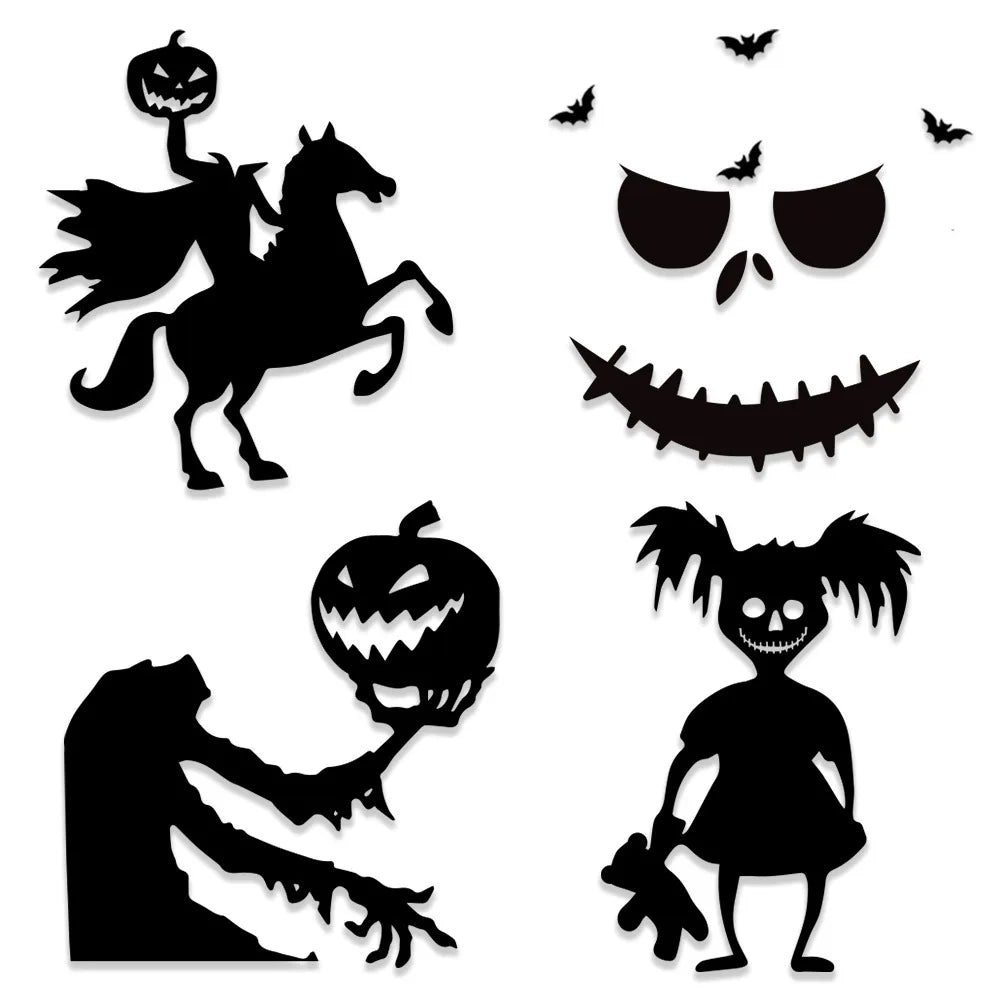 Halloween decoration room door stickers window décor skeleton hand pumpkin DIY devil witch hat glass window stickers ghost