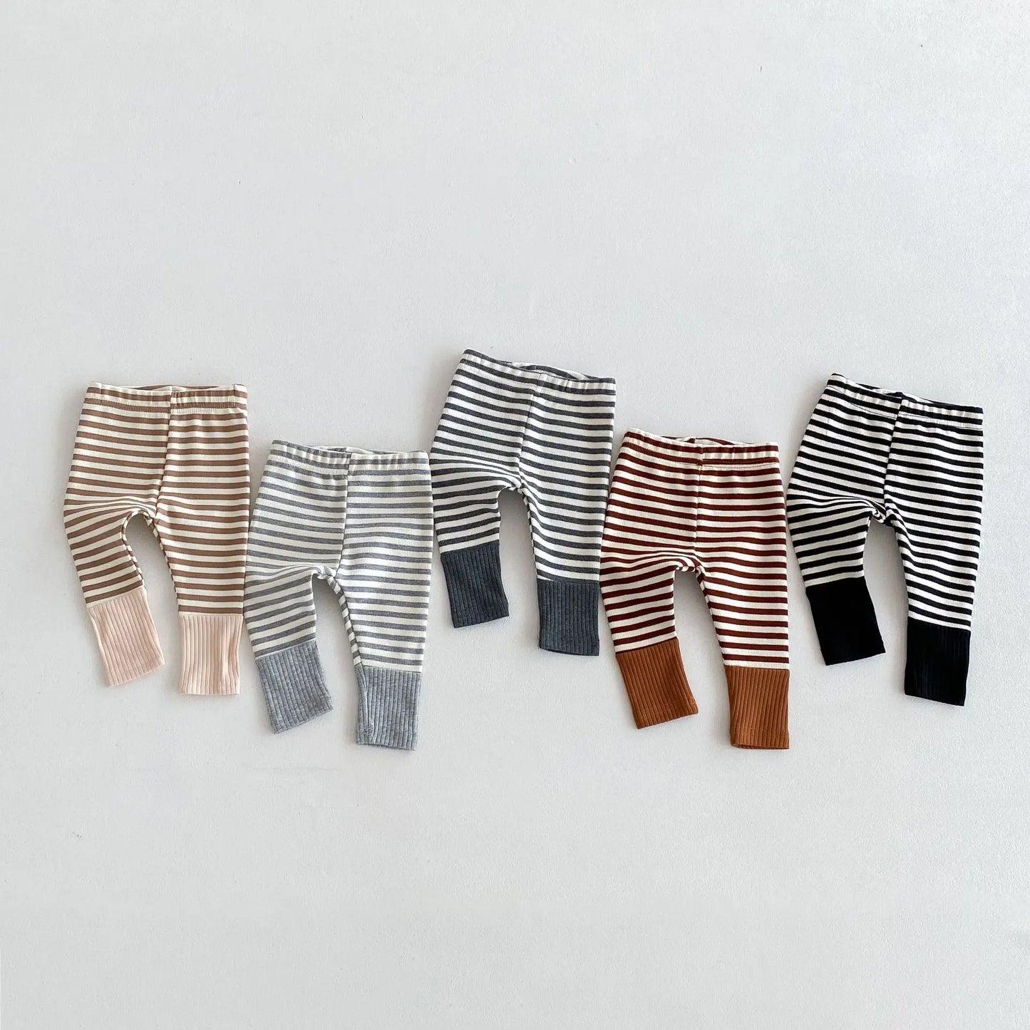 2025 Autumn New Baby Leggings Cotton Girls Striped Patchwork Leggings Infant Stretch Pants Toddler Trousers Boys Clothes