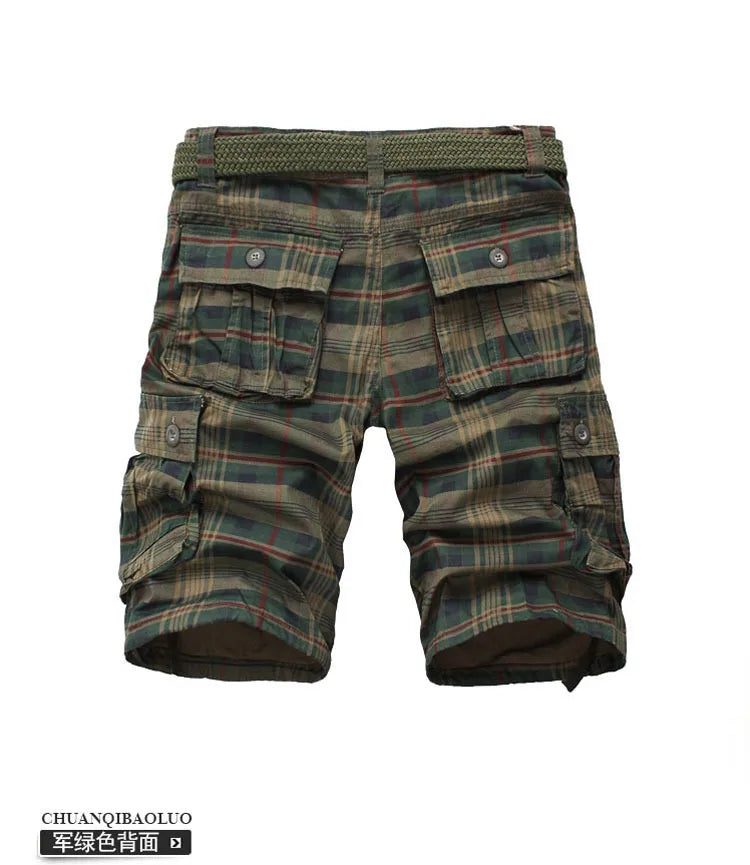 2025 Summer new men's cargo shorts men's large size fashion casual plaid Shorts