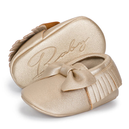 Meckior Baby Shoes Newborn Infant Boy Girl First Walker PU Sofe Sole Princess Bowknot Fringe Toddler Baby Crib Shoes Casual