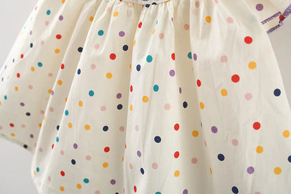 Cotton Baby Dress Flower Embroidery Comfortable Baby Dress Colorful Polka Dot Printed Dress