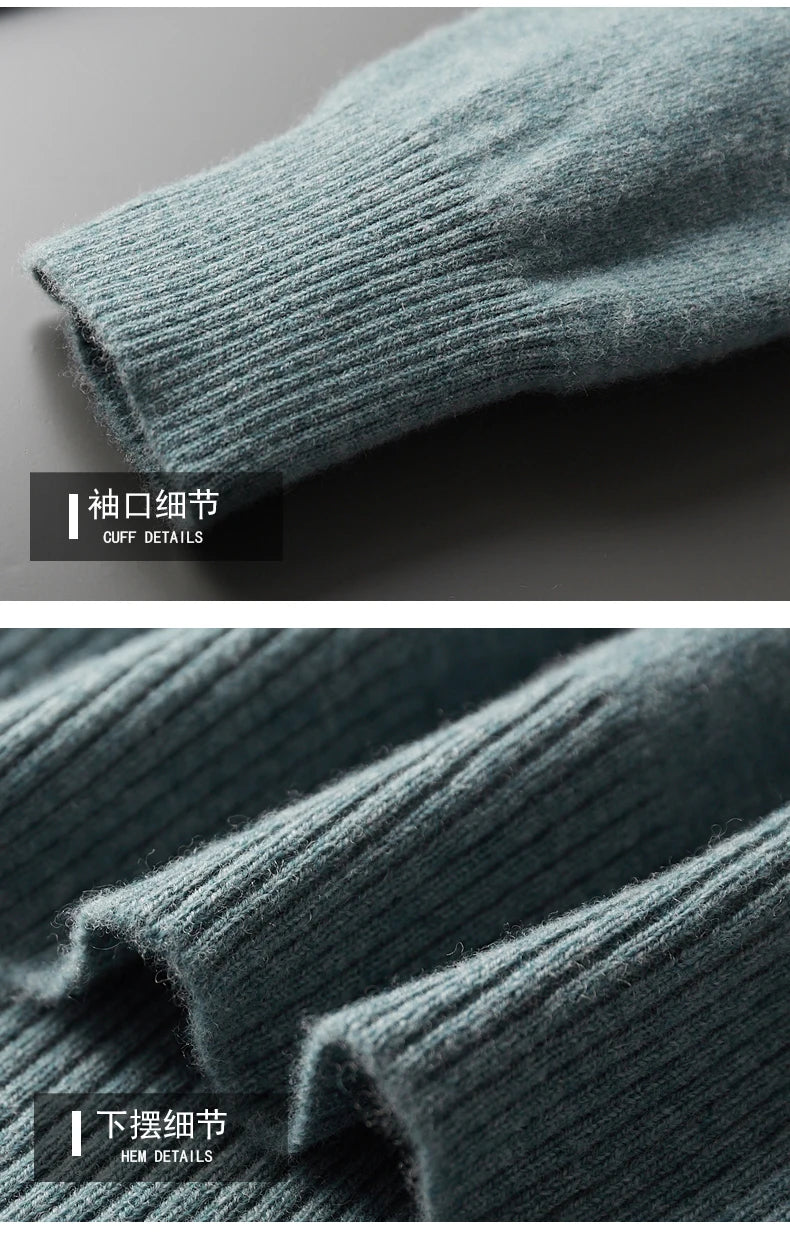 Autumn and winter new 100% merino cashmere sweater men's knitted pullover padded warm turtle neck fashion loose plus size coat