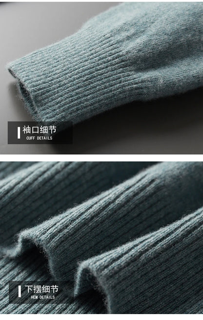 Autumn and winter new 100% merino cashmere sweater men's knitted pullover padded warm turtle neck fashion loose plus size coat