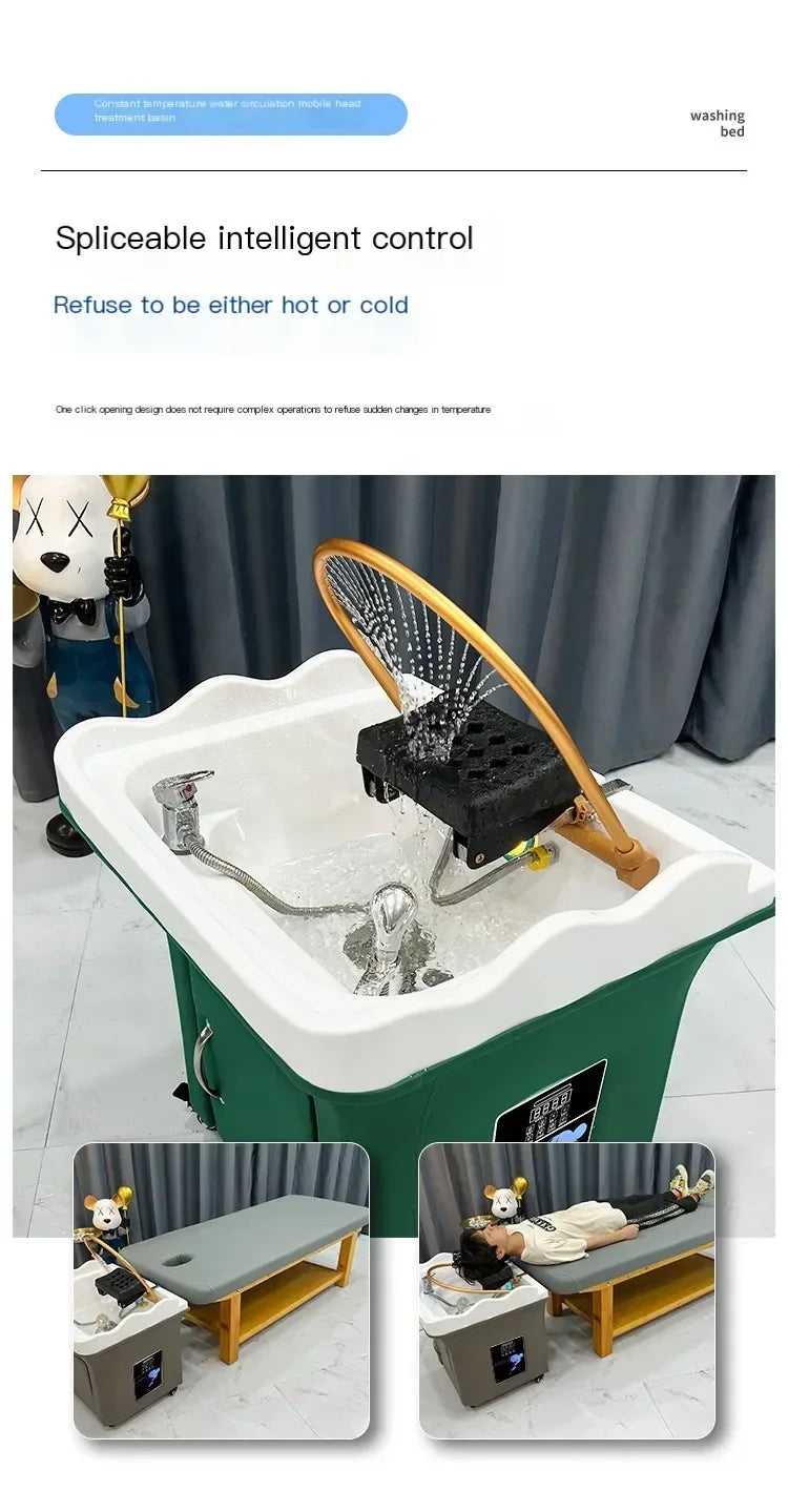 Head Spa Shampoo Chair Hair Salon Portable Small Hair Washing Station Chair Move Therapy Lettino Massaggio Furniture MQ50SC