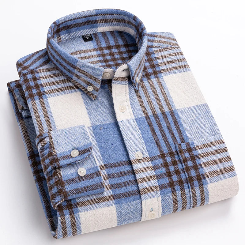 New in shirt plus size 7xl100%cotton long-sleeve shirts for men slim fit casual plain shirt soft kerokan designer plaid clothing