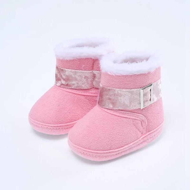 Winter Baby Boots Plus Velvet Snow Booties Baby Shoes Warm baby Girl Shoes Pompom Soft Sole Indoor Walking Shoe