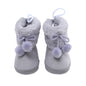 Suefunskry Toddler Baby Girls Boys Boots Winter Warm Soft Sole Fluffy Lace up Boots Cute Plush Pom Decoration Non Slip Shoes
