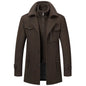 2025 Men's Woolen Coat Middle-aged Double Collar Autumn And Winter Warm Fashion Slim-fitting Woolen Men's Coat Pocket