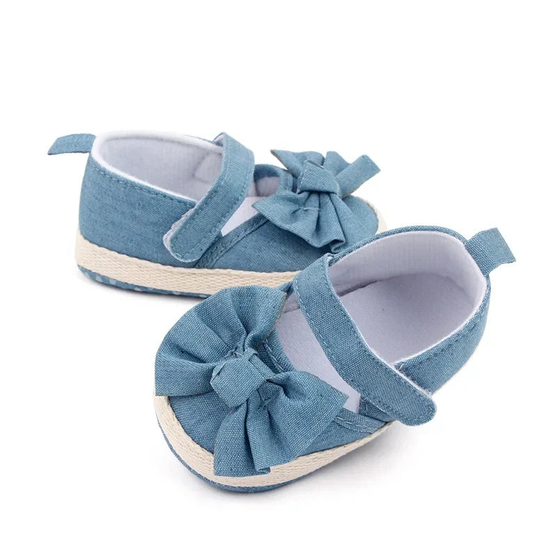 Baby Girls Shoe Soft Soles Non-slip Butterfly Knot Fashion Outdoor Solid Color Infant Newborns Crib First Walkers Princess Shoes