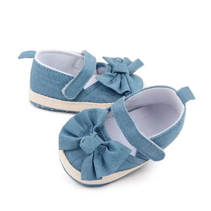 Baby Girls Shoe Soft Soles Non-slip Butterfly Knot Fashion Outdoor Solid Color Infant Newborns Crib First Walkers Princess Shoes