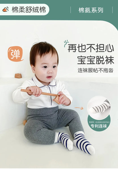 Baby footed pants newborn baby girl boy leggings long trousers  0-6-12months kid lycry cotton sleepwear trousers pyjamas pants