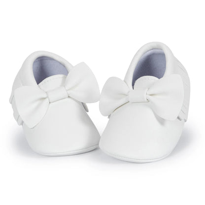 Meckior Baby Shoes Newborn Infant Boy Girl First Walker PU Sofe Sole Princess Bowknot Fringe Toddler Baby Crib Shoes Casual