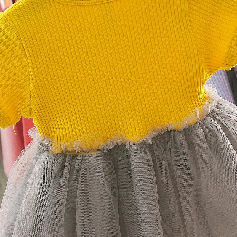 New Baby Girl Dress Summer Newborn Baby Clothes Patchwork Princess Mesh Dress For Girl 1 Year Birthday Infant Baptism Clothing