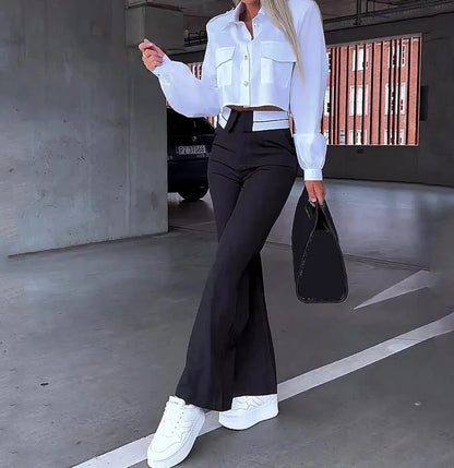 Office Lady Women's Pant Sets 2 Pieces New Holiday Style Short Blazers Coat + Straight Pants Suit 2024 Spring Women's Outfits