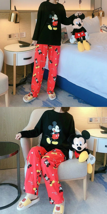 Women's Pajamas Sets Spring Autumn Two-Piece Cute Print Pajama Long Sleeve Pajama Home Clothes Two-piece