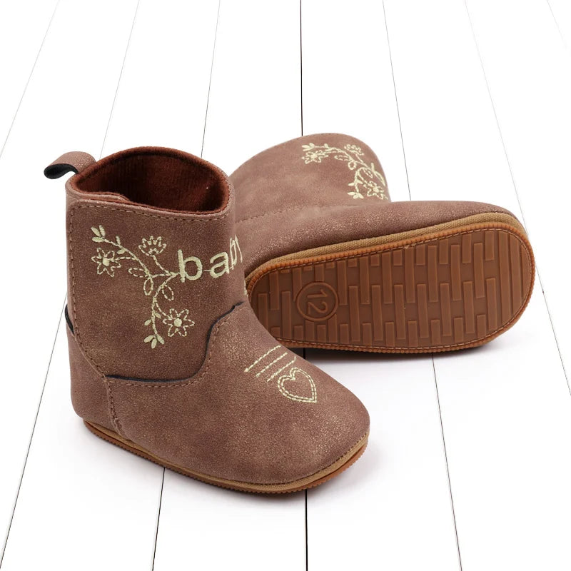 Baby Boots Made Of Soft PU and High-quality Cotton 2024 New Autumn and Winter Short Boots With Rubber Soles and Anti Slip Baby