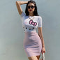 Short Sleeve Bodycon Mini Dress Women Sexy Party Club Evening Birthday Hello Kitty Print Dresses 2025 Spring Summer Wholesale