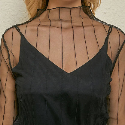 New Transparent See Through Shirt Women Sexy Harajuku Mesh Tops Net Undershirt Star Base Top Camisas Femininas Clubwear