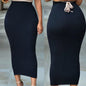 Autumn Solid Color Hip-hugging Tight Skirt Mid-length Skirt Women Fashion Elegant Casual Skirts New 2025