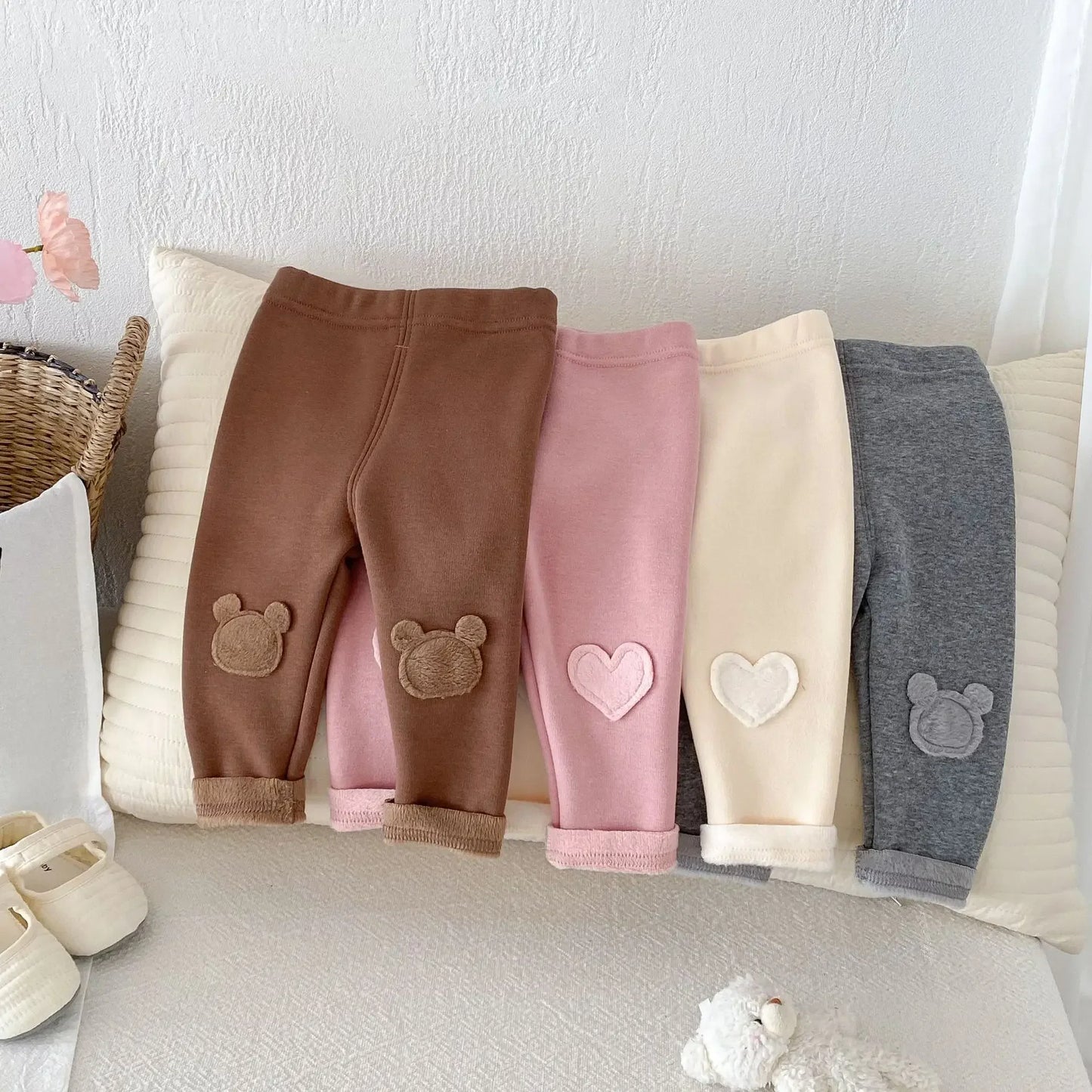 4646 Buy 2pcs Wholesale Baby Pant 2024 Winter New Girls' Leggings Korean Patch Plus Velvet 0-5 Years Baby Pants Trousers