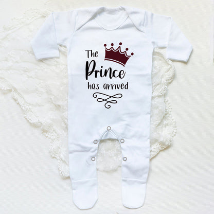 The Prince Has Arrived Print Baby Baby grow Sleepsuit Vest Bodysuit Newborn Boys Coming Home Hospital Clothes Infant Shower Gift