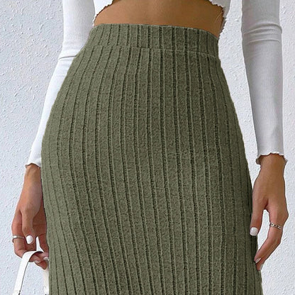 Solid Bodycon Ruched Knitted Long Skirt Women Sexy Black Elastic Elegant High Waist Mermaid Sheath Maxi Skirts Summer Streetwear