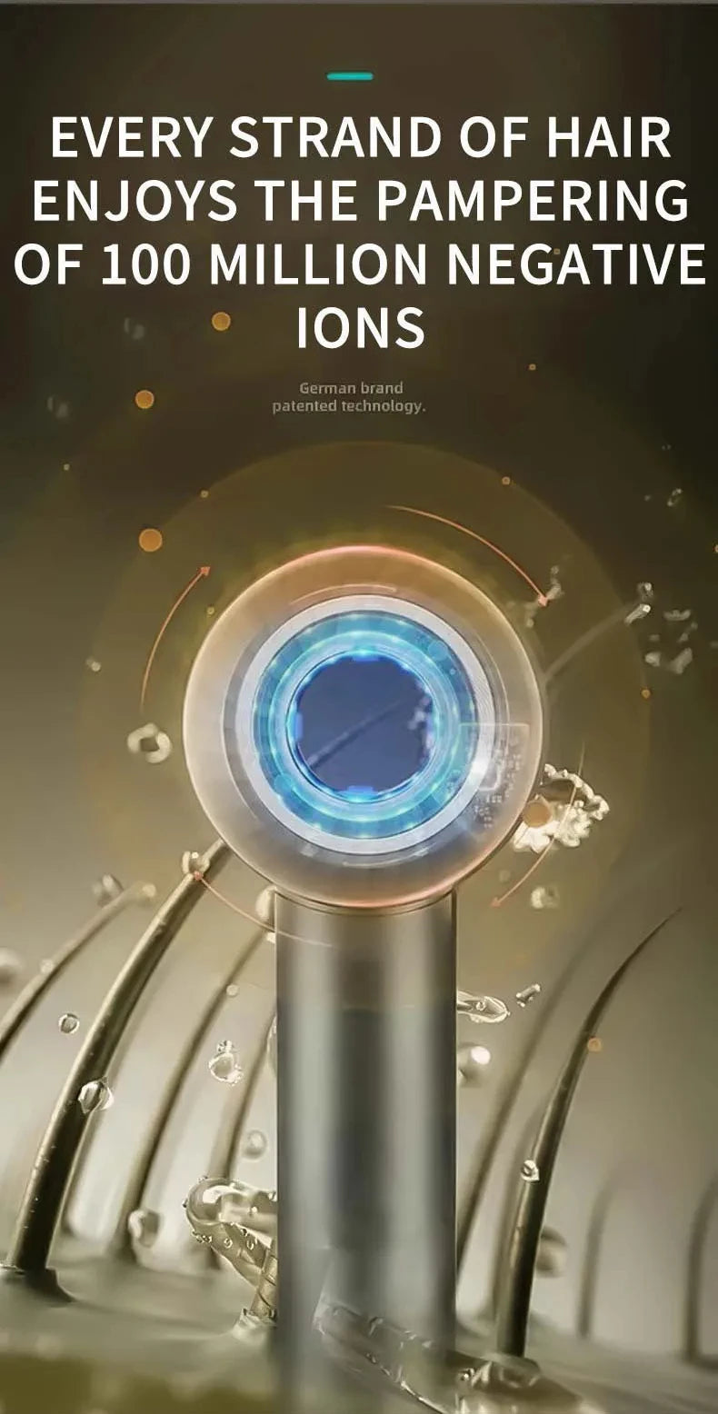 Professional Leafless Hair Dryer Negative Ion Quick Drying Home Powerful 5 Attachment Constant Anion Electric Hair Dryer