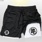 Goku Anime Running Shorts Men Fitness Gym Training 2 in 1 Sports Shorts Quick Dry Workout Jogging Double Deck Shorts