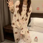 2025 Autumn Winter Warm Flannel Women Pijamas Sets Thick Coral Velvet Long Sleeve Cartoon Sleepwear Thin Flannel Pajamas Set