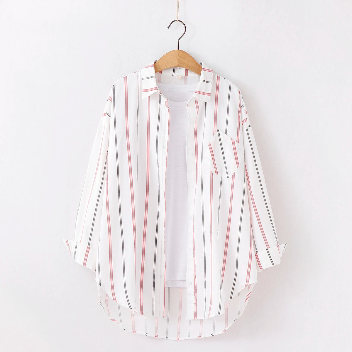 Loose Casual Striped Shirts Women 2025 New Ladies Sweet Simple Style Long Sleeve Print Shirt Female Blouse and Tops Lady Clothes