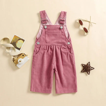 2025 Lorrainian 3-24M Baby Girl Summer Overalls Infant Wide Leg Solid Color Jumpsuit Front Pocket Suspender Pants Outfits