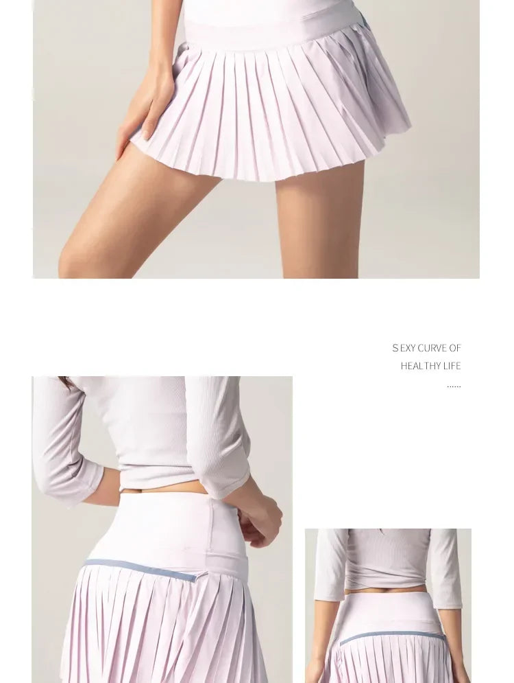 Women Tennis Skirt High Waisted Pleated Running Yoga Skirt Tennis Shorts Breathable Pleated Volleyball Shorts Hiking Shorts
