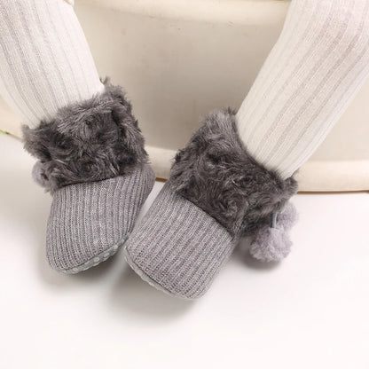 Autumn and Winter Baby Plush Thick Warm Cotton Shoes 0-18 Months Soft Soled Comfortable Non Slip Boots