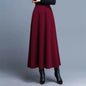 Spring Autumn Large Size A-Line Skirts Women Elastic High Waist Wine Red Black Long Skirt Female Casual Solid Color Maxi Skirts
