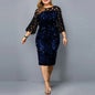 Elegant Sequin Plus Size 4XL 5XL Women Midi Dress Sexy Casual Evening Party Dress Gown Wedding Luxury Robe Rouge Vestidos
