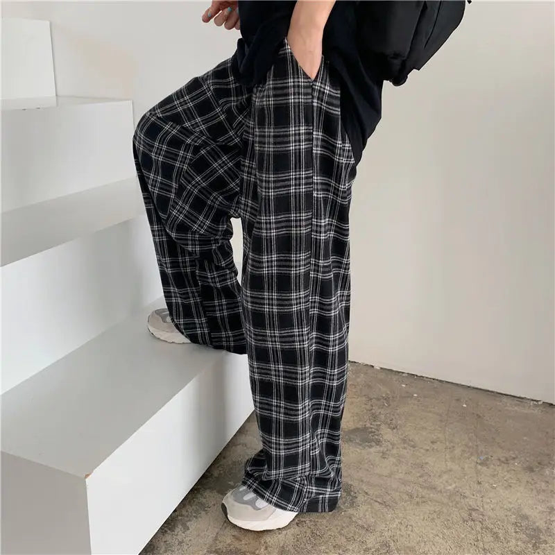 Spring/summer Plaid Pants Men S-3XL Casual Straight Trousers for Male/Female Harajuku Hip-hop Pants
