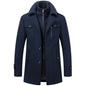 2025 Men's Woolen Coat Middle-aged Double Collar Autumn And Winter Warm Fashion Slim-fitting Woolen Men's Coat Pocket