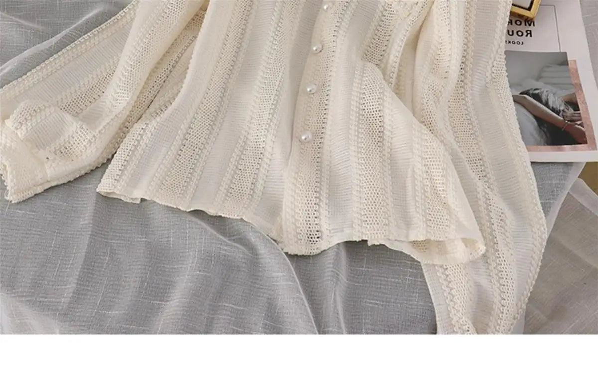 Shirts Women Peter Pan Collar Hollow Out Fashion Tender Sweet Solid Young French Style Elegant Ins Топ Женский New Arrival Chic