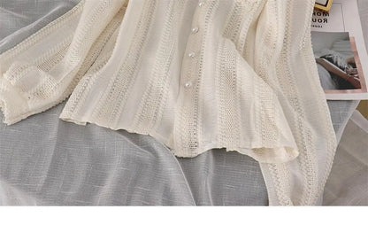 Shirts Women Peter Pan Collar Hollow Out Fashion Tender Sweet Solid Young French Style Elegant Ins Топ Женский New Arrival Chic